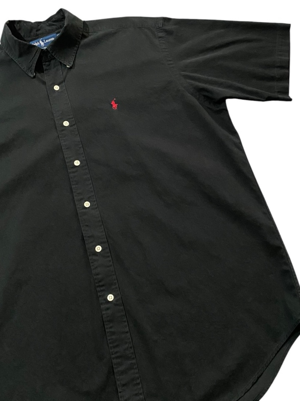 Vintage Ralph Lauren Blake Shirt L Black Cotton Twill Oversized 90s Preppy Polo - Picture 4 of 9
